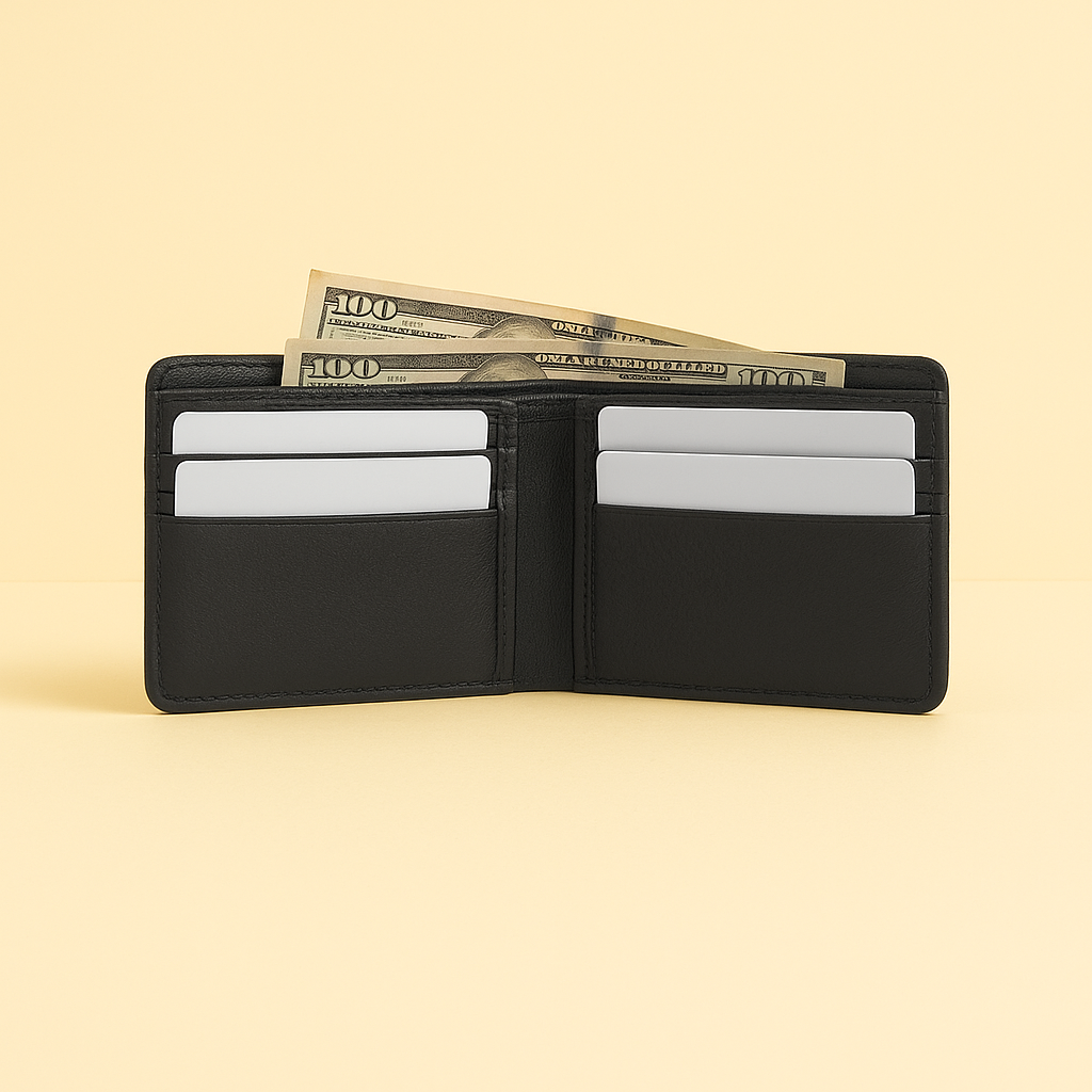 Voren Black Leather Bi-fold Wallet